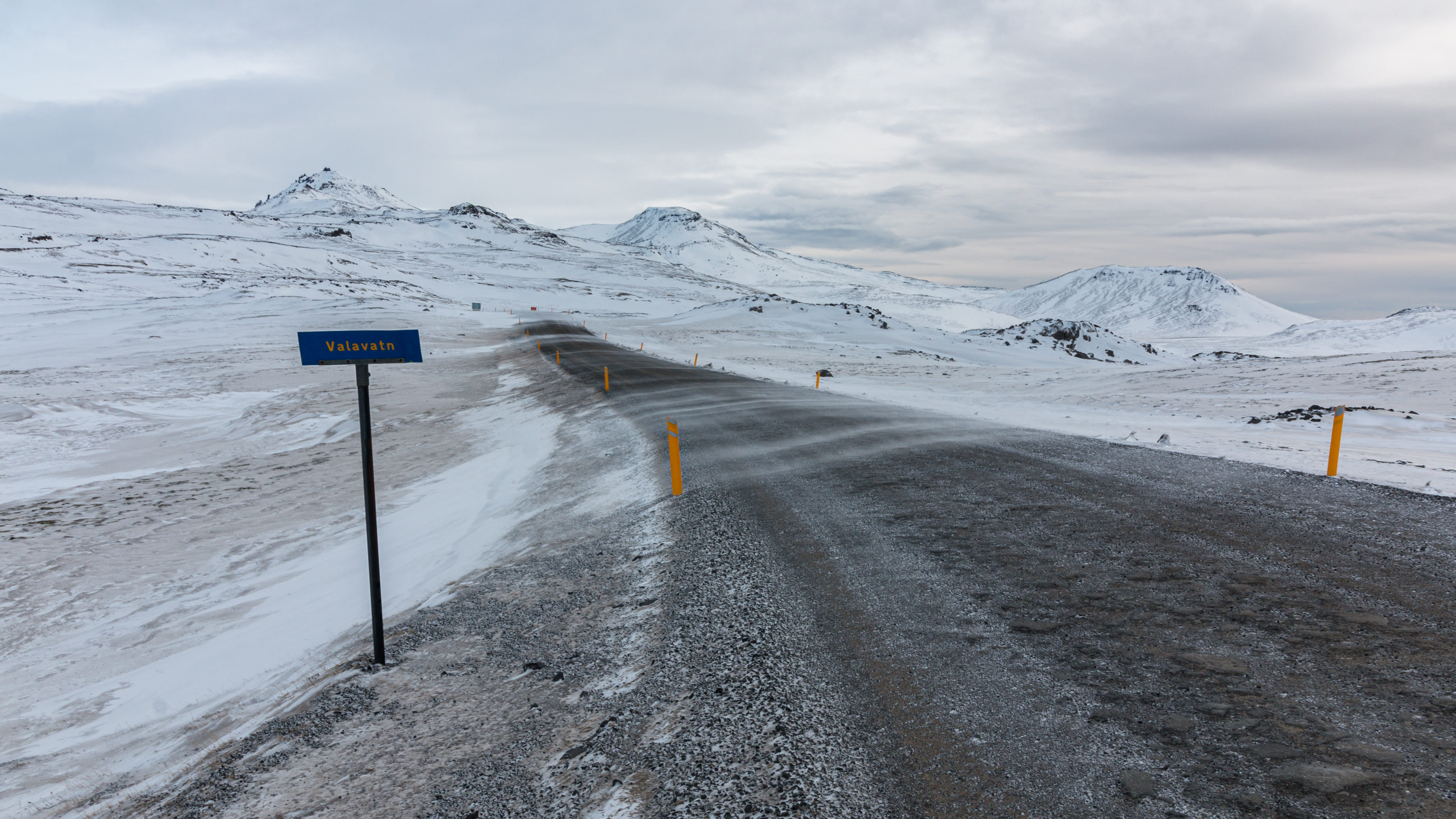 Dramatic Iceland weather with clouds and mountains