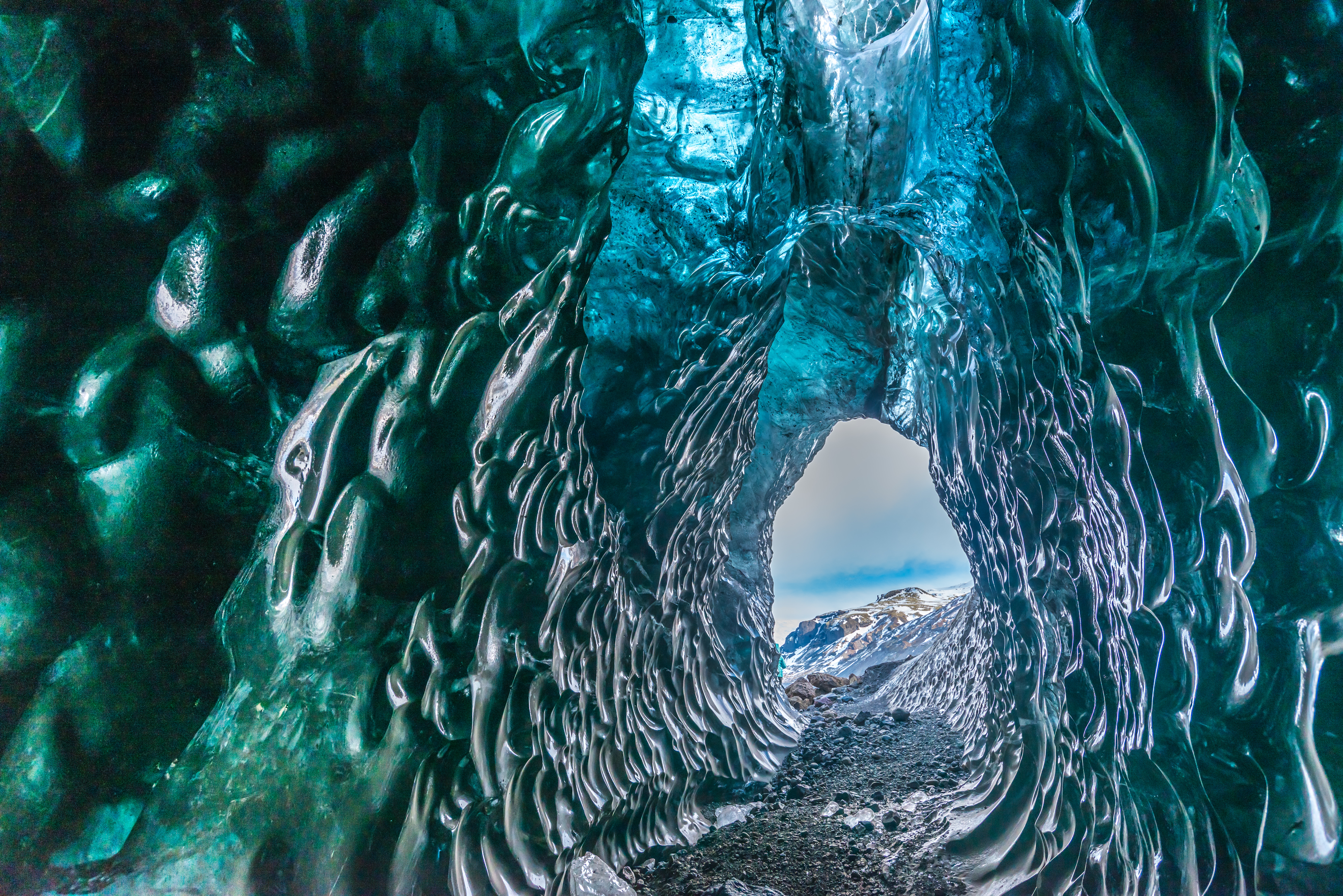 Langjökull glacier ice tunnel interior