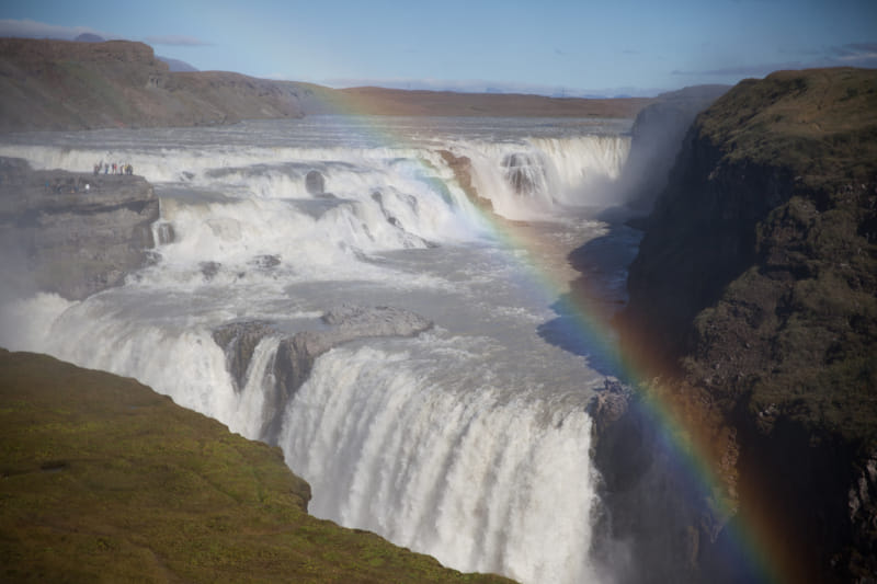 Glymur waterfall in narrow canyon