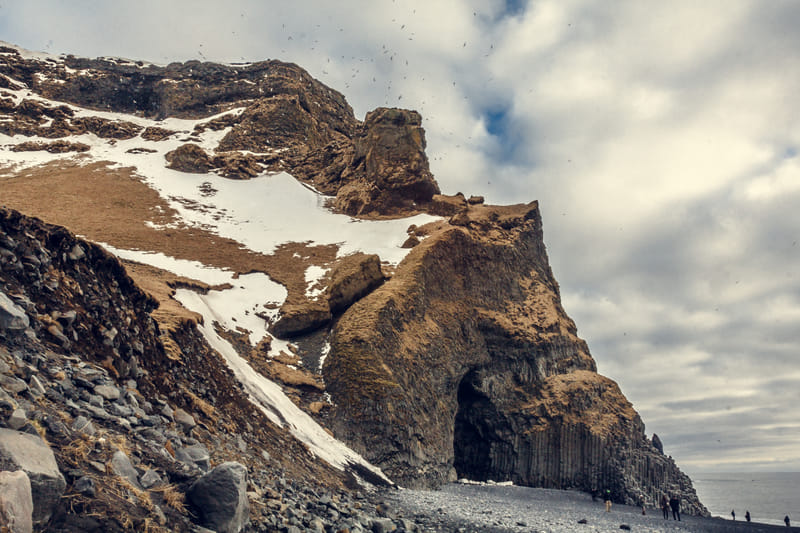 Djúpalónssandur beach with smooth black pebbles