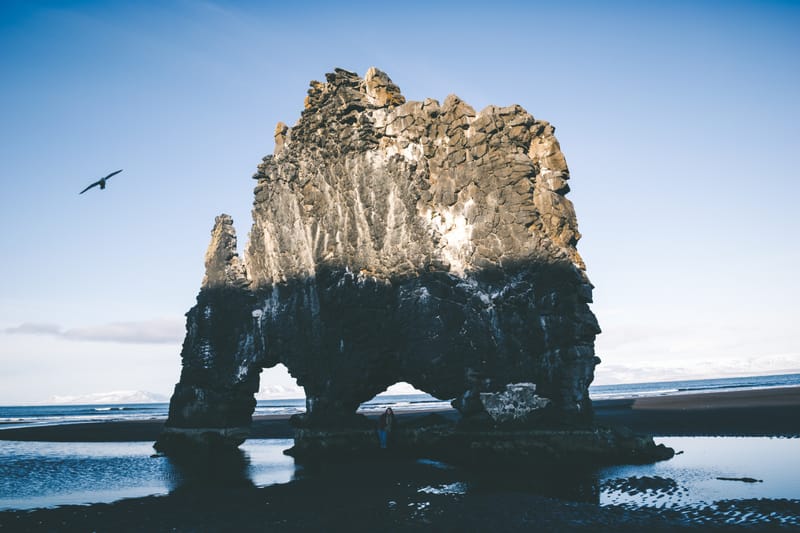 Hvítserkur rock formation in sea