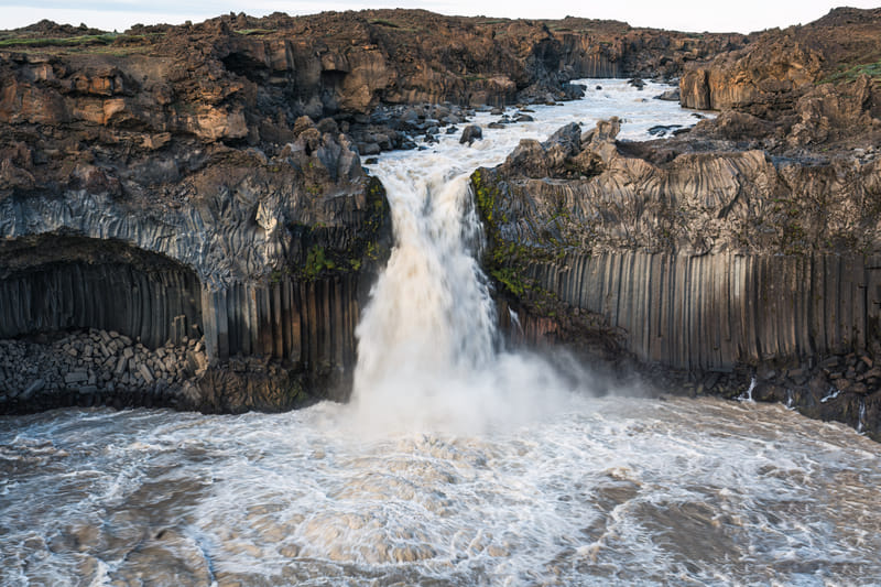 Aldeyjarfoss waterfall with basalt columns