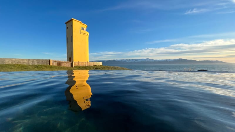GeoSea infinity pools overlooking Skjálfandi Bay