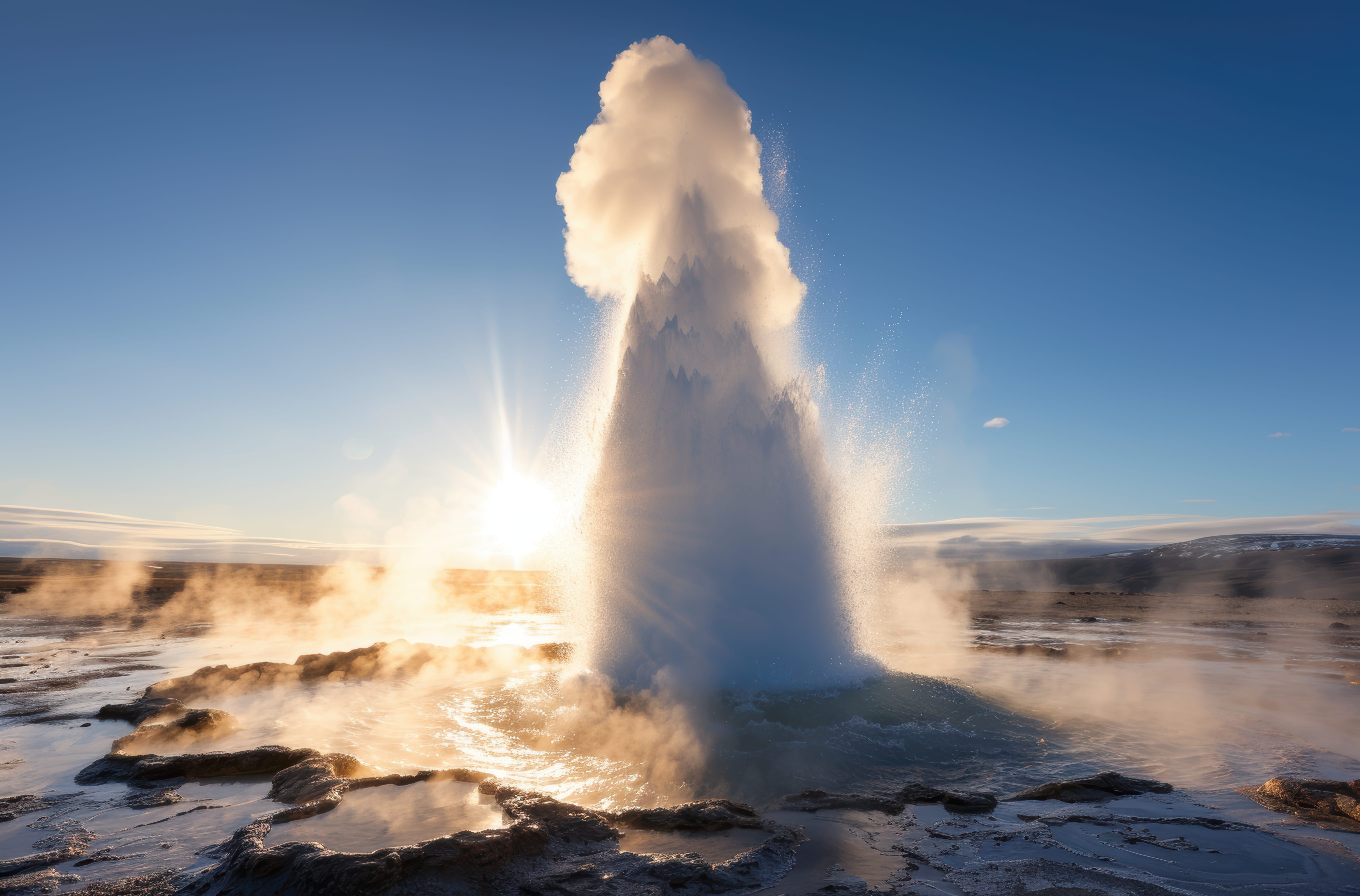 Icelandic geyser erupting