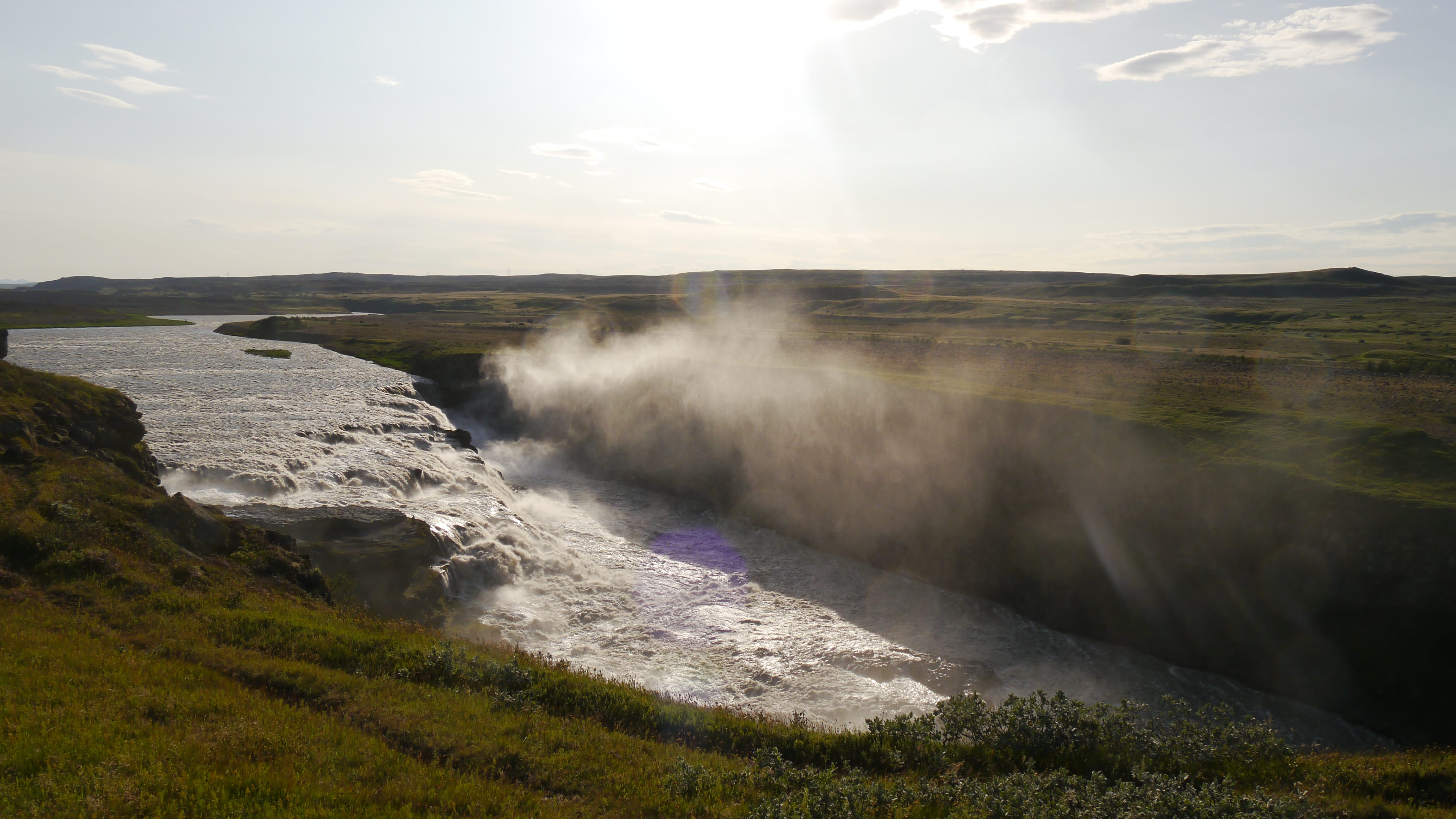 scenic view to waterfall gullfoss iceland in morning light