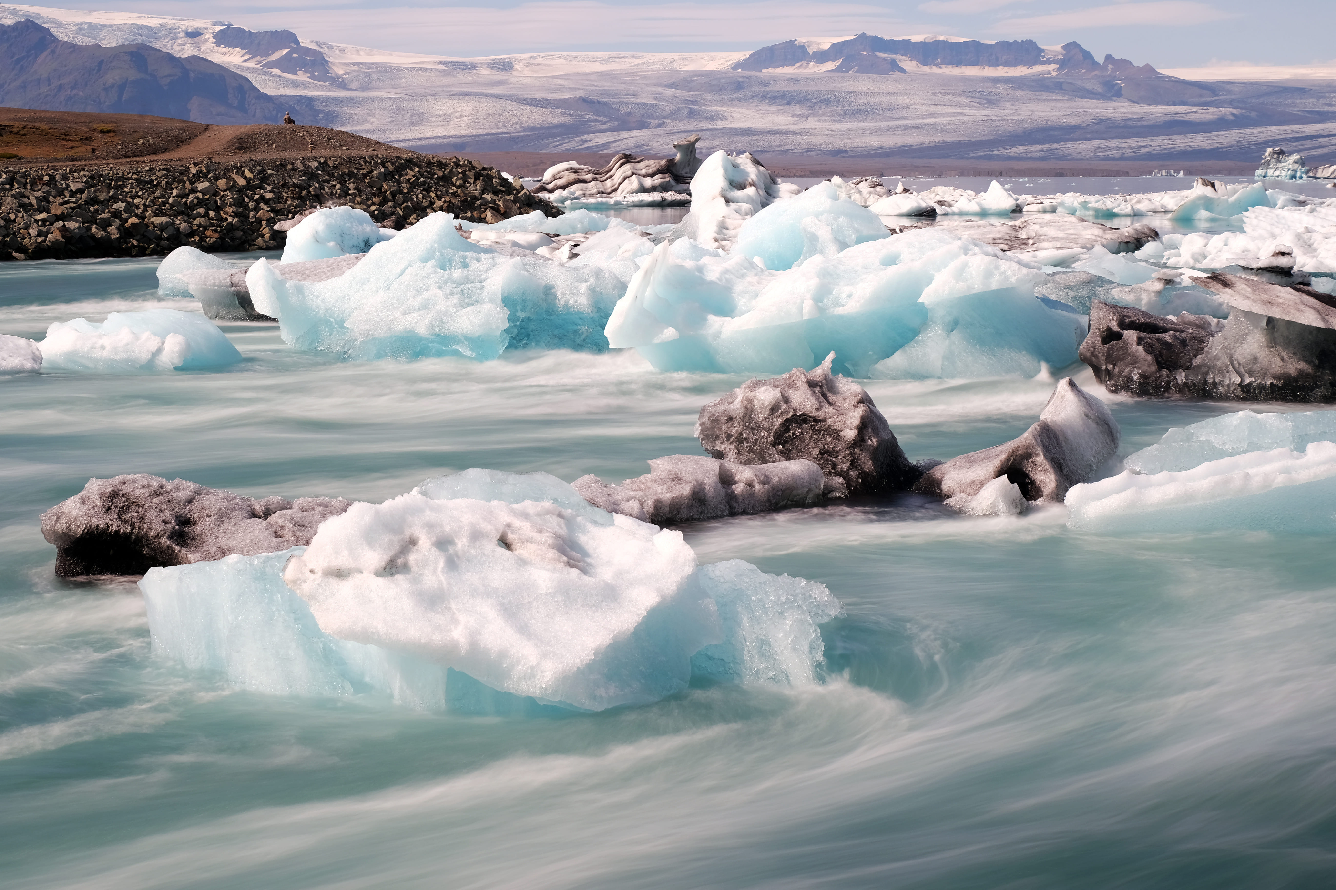 Jokulsarlon glacier lagoon with icebergs in Iceland