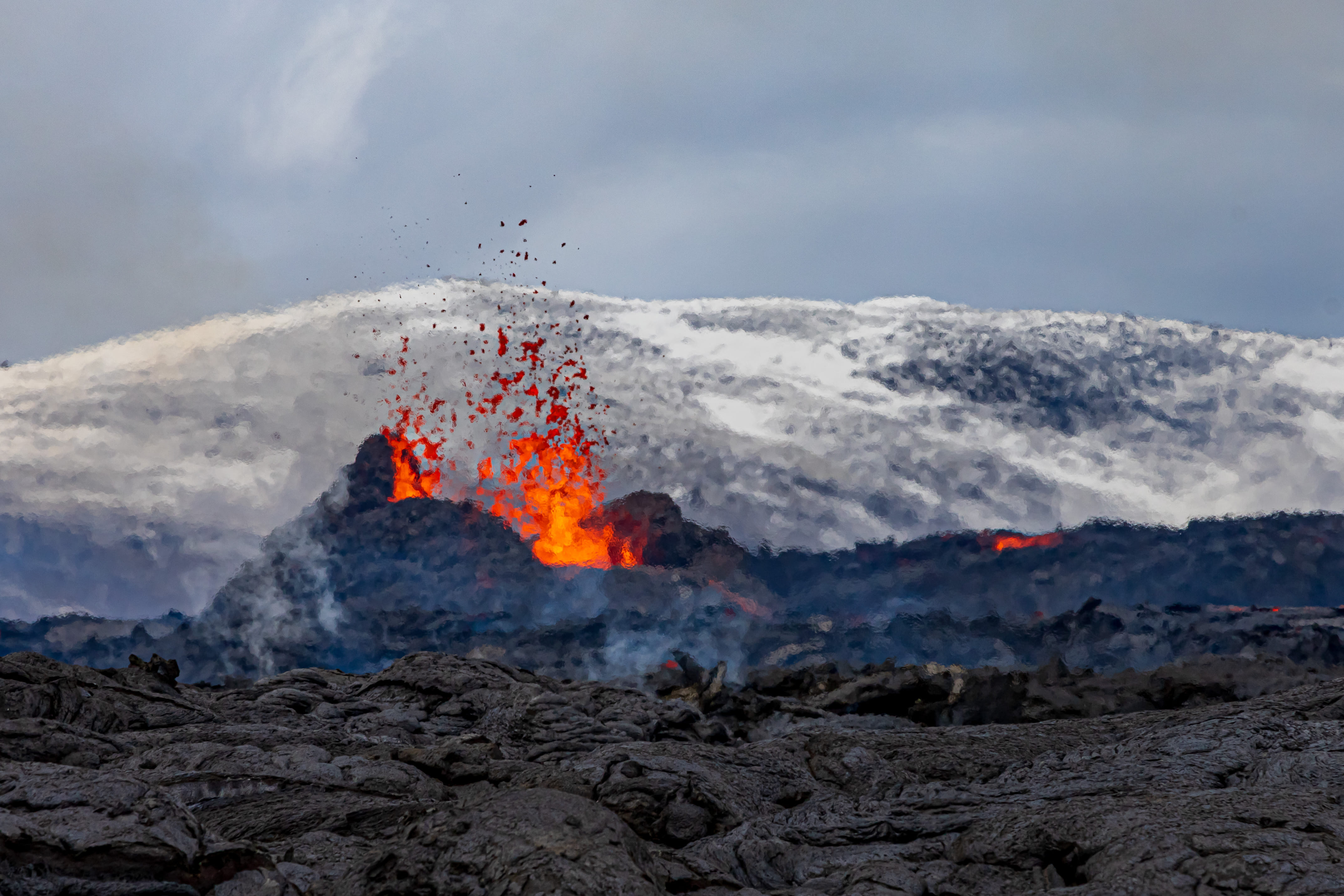 Scenic view of glacier and volcanic landscape Iceland