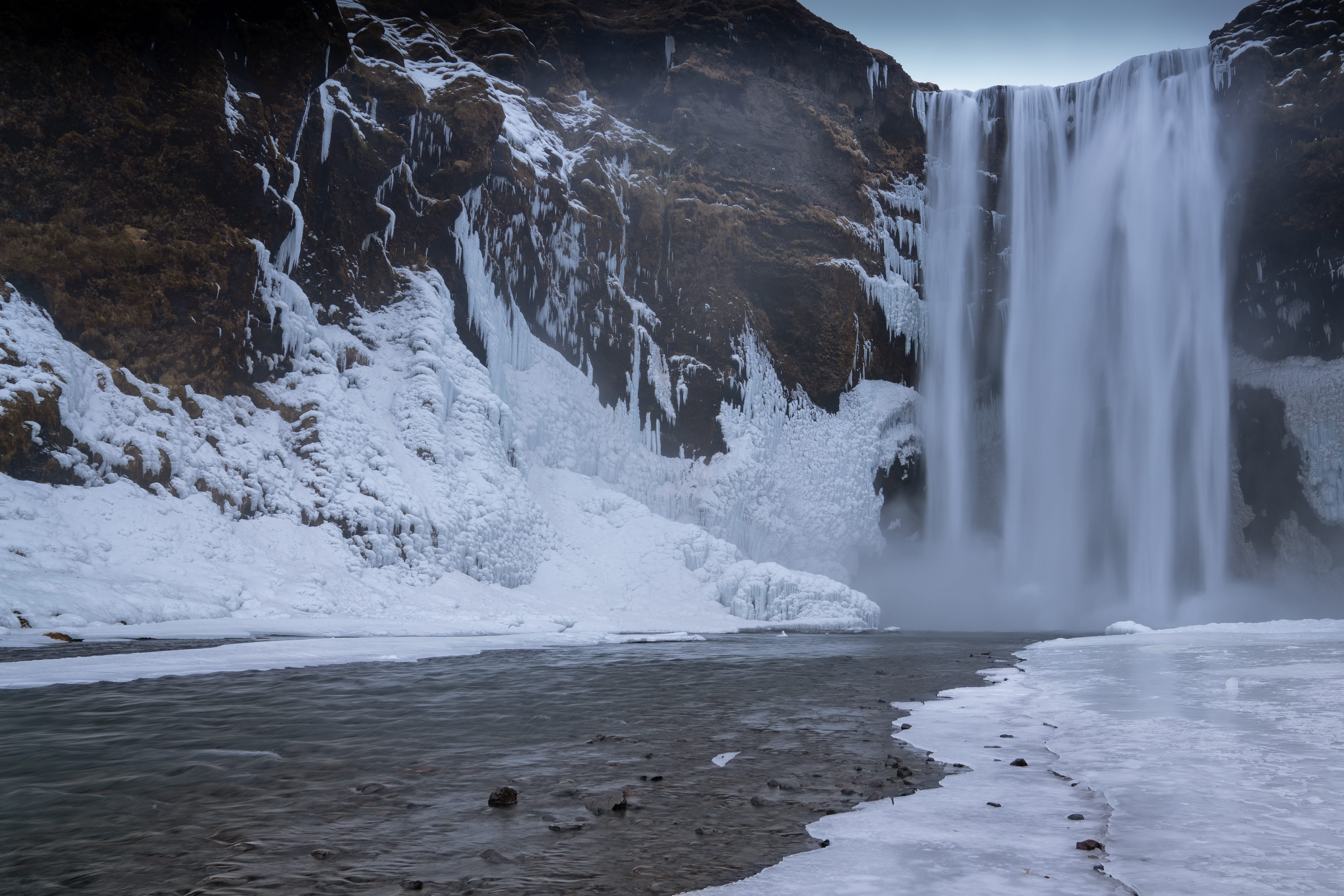 Beautiful skogafoss on a cold winter day iceland europe